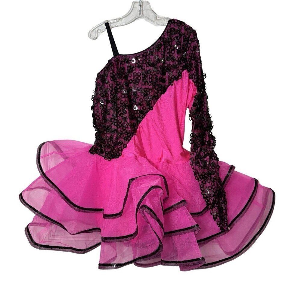 REVOLUTION One Sleeve Dance Dress Tutu Costume Girls‎ LC Pink Black Ballet Barbi